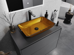 Mexen Megan glass worktop washbasin 56 x 36 cm, gold - 24135650