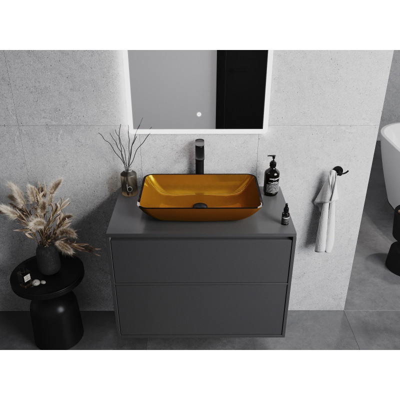 Mexen Megan glass countertop sink 56 x 36 cm, gold - 24135650