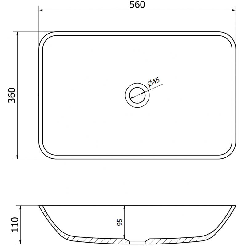 Mexen Megan glass countertop washbasin 56 x 36 cm, white - 24135630