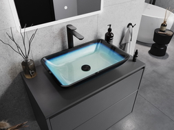 Mexen Megan glass worktop washbasin 56 x 36 cm, Blue - 24135647