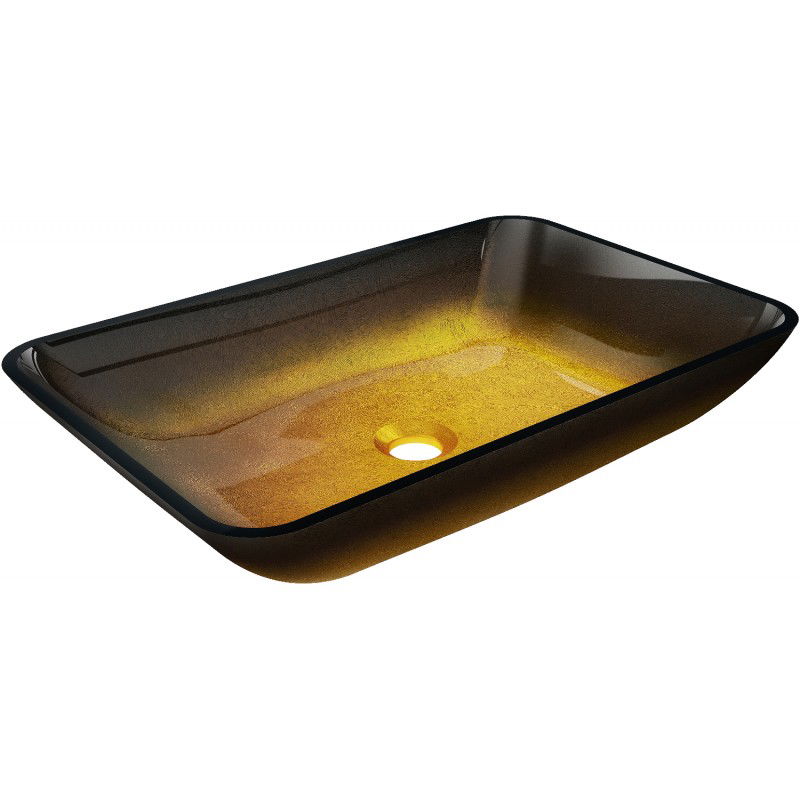 Mexen Megan glass worktop washbasin 56 x 36 cm, Dark gold- 24135651