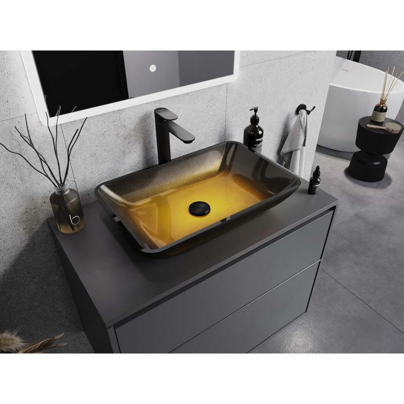 Mexen Megan glass countertop washbasin 56 x 36 cm, dark gold - 24135651
