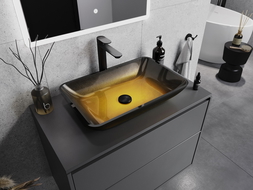 Mexen Megan glass worktop washbasin 56 x 36 cm, Dark gold- 24135651