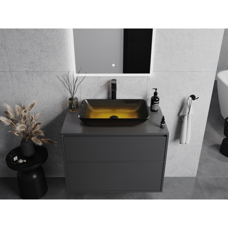 Mexen Megan glass countertop washbasin 56 x 36 cm, dark gold - 24135651