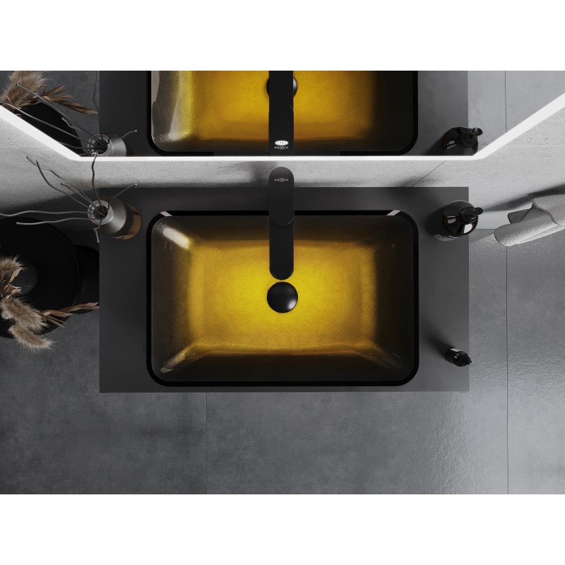 Mexen Megan glass countertop washbasin 56 x 36 cm, dark gold - 24135651