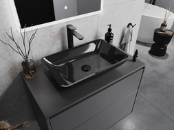 Mexen Megan glass worktop washbasin 56 x 36 cm, Black - 24135670