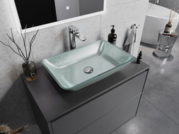 Mexen Megan glass worktop washbasin 56 x 36 cm, silver - 24135611