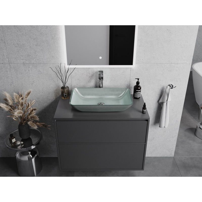 Mexen Megan glass countertop sink 56 x 36 cm, silver - 24135611