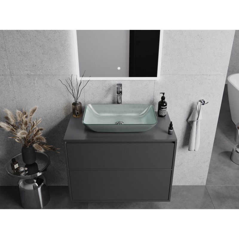 Mexen Megan glass countertop washbasin 56 x 36 cm, silver - 24135611