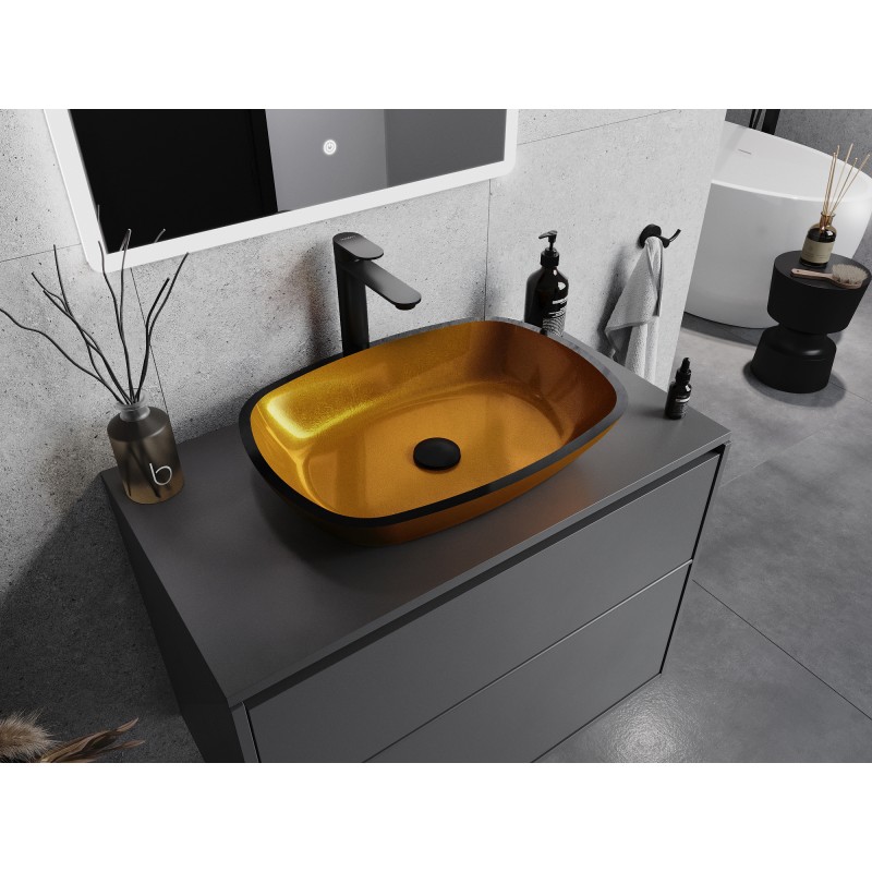 Mexen Araks glass countertop washbasin 54 x 39 cm, gold - 24155450