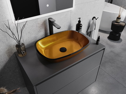 Mexen Araks glass worktop washbasin 54 x 39 cm, gold - 24155450