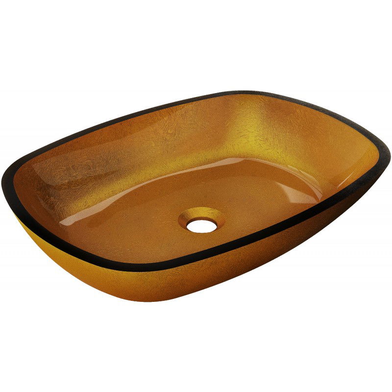 Mexen Araks glass worktop washbasin 54 x 39 cm, gold - 24155450