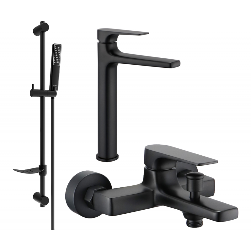 Mexen Lynx DF72 bathtub set, Black - 745913DF72-70