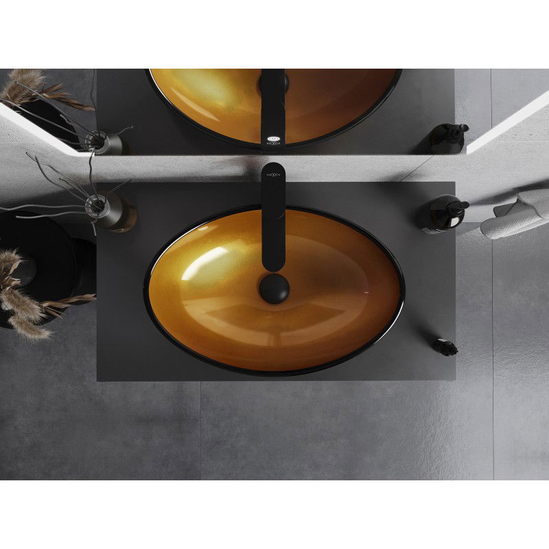 Mexen Sonia glass countertop washbasin 54 x 37 cm, gold - 24145450