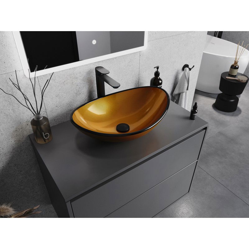 Mexen Sonia glass countertop washbasin 54 x 37 cm, gold - 24145450