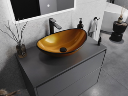 Mexen Sonia glass worktop washbasin 54 x 37 cm, gold - 24145450