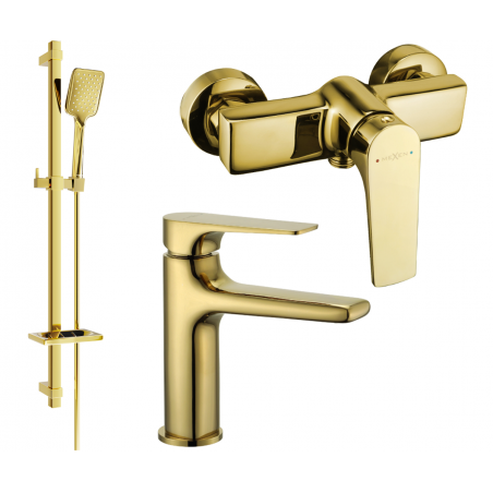 Mexen Lynx DQ62 shower set, Gold - 745904DQ62-50