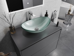 Mexen Sonia glass countertop washbasin 54 x 37 cm, silver - 24145411