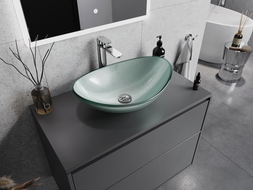 Mexen Sonia glass worktop washbasin 54 x 37 cm, silver - 24145411
