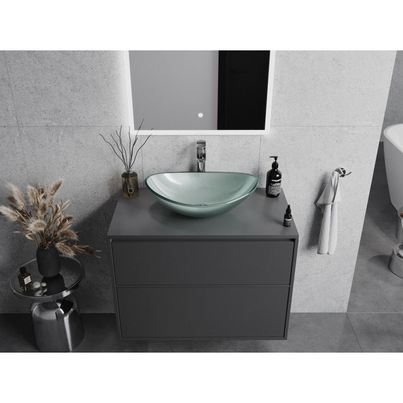 Mexen Sonia glass countertop washbasin 54 x 37 cm, silver - 24145411