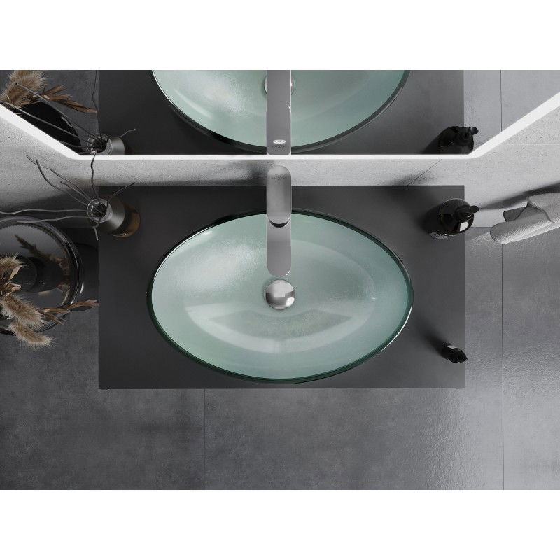 Mexen Sonia glass countertop washbasin 54 x 37 cm, silver - 24145411