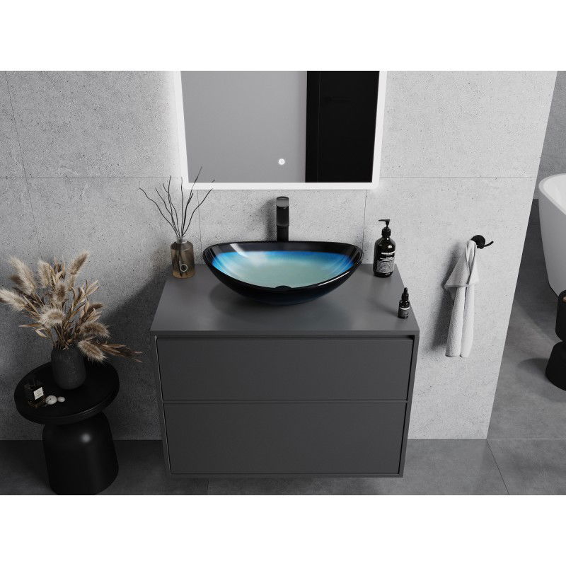 Mexen Sonia glass countertop washbasin 54 x 37 cm, blue - 24145447
