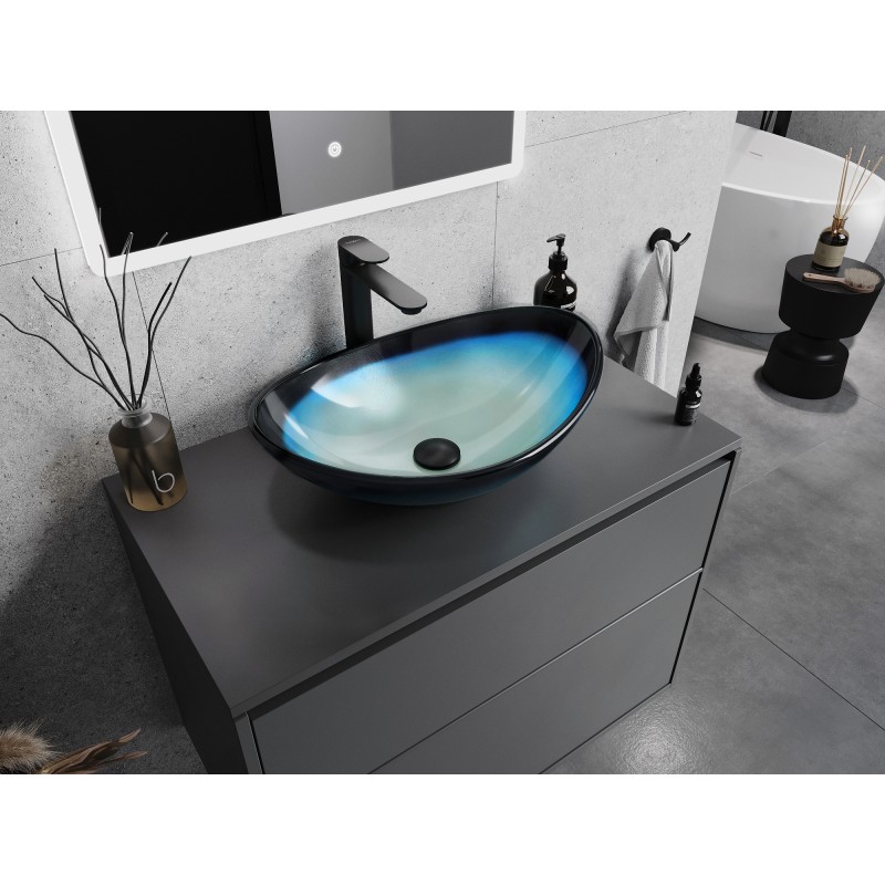Mexen Sonia glass countertop sink 54 x 37 cm, blue - 24145447