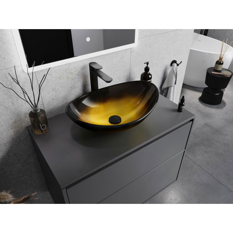 Mexen Sonia glass countertop washbasin 54 x 37 cm, dark gold - 24145451
