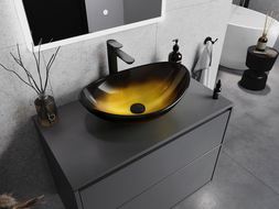 Mexen Sonia glass worktop washbasin 54 x 37 cm, Dark gold- 24145451