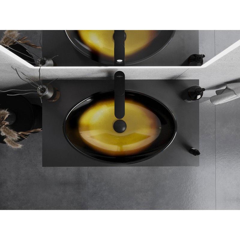 Mexen Sonia glass countertop washbasin 54 x 37 cm, dark gold - 24145451