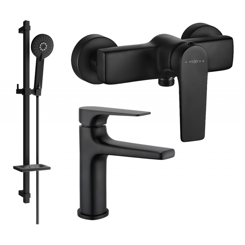 Mexen Lynx DQ40 shower set, Black - 745904DQ40-70
