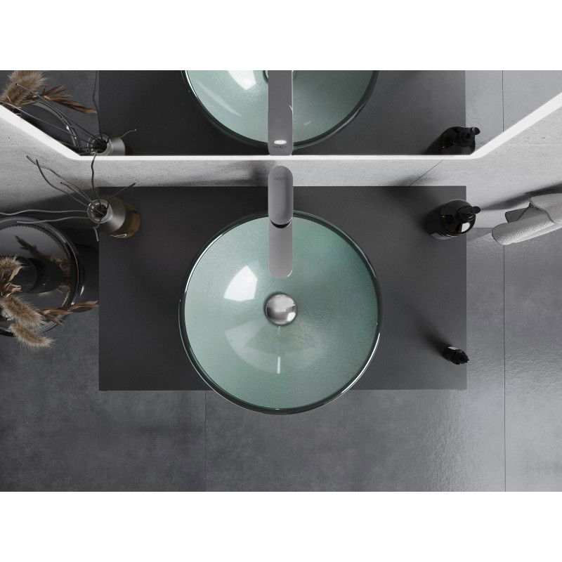 Mexen Mira glass countertop washbasin 42 x 42 cm, silver - 24124211