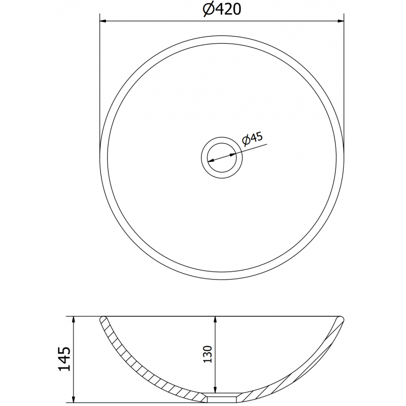 Mexen Mira glass countertop washbasin 42 x 42 cm, dark gold - 24124251