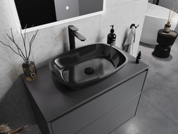 Mexen Araks glass worktop washbasin 54 x 39 cm, Black - 24155470