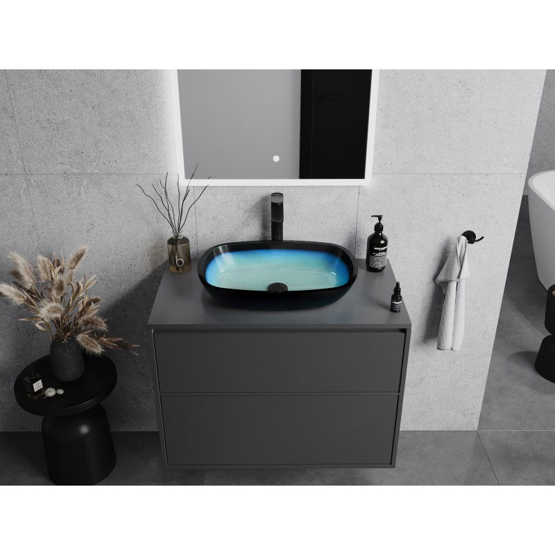 Mexen Araks glass countertop washbasin 54 x 39 cm, blue - 24155447