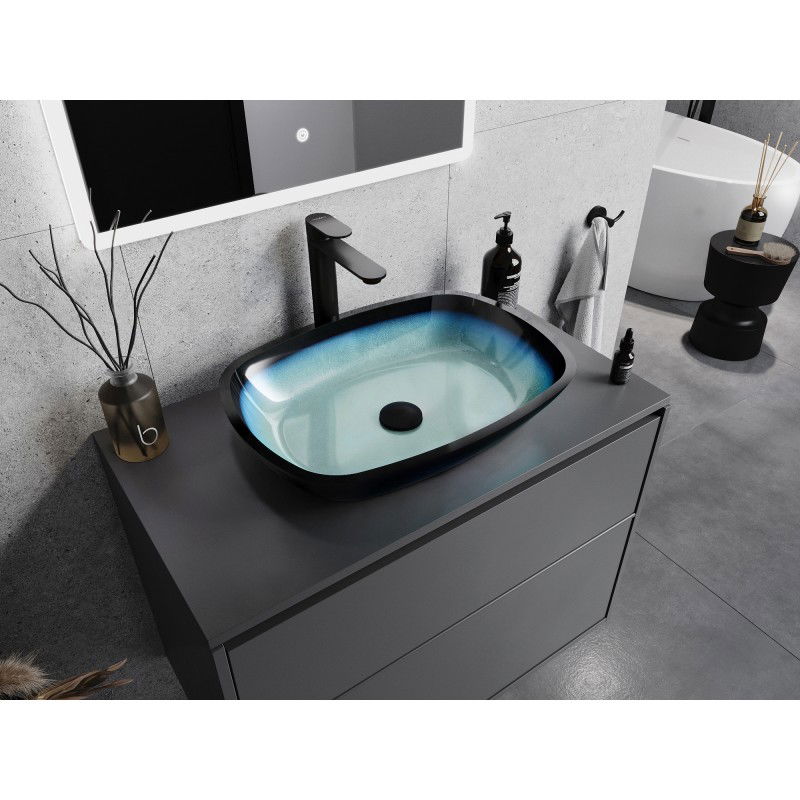 Mexen Araks glass countertop washbasin 54 x 39 cm, blue - 24155447