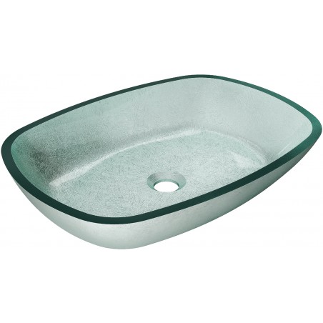 Mexen Araks glass countertop sink 54 x 39 cm, silver - 24155411