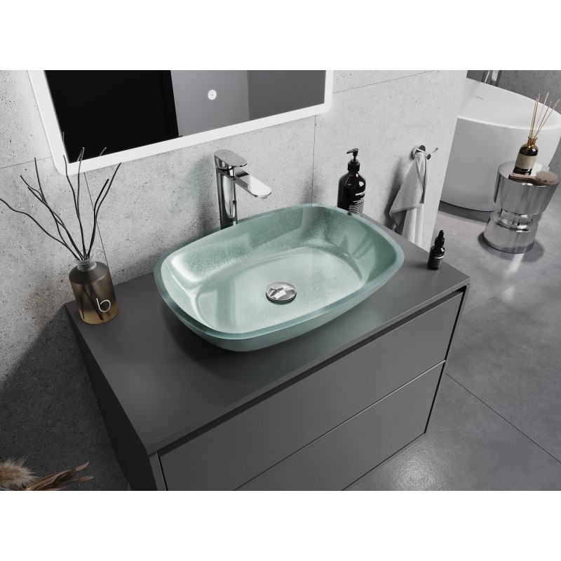 Mexen Araks glass countertop sink 54 x 39 cm, silver - 24155411