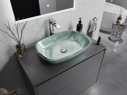 Mexen Araks glass countertop sink 54 x 39 cm, silver - 24155411