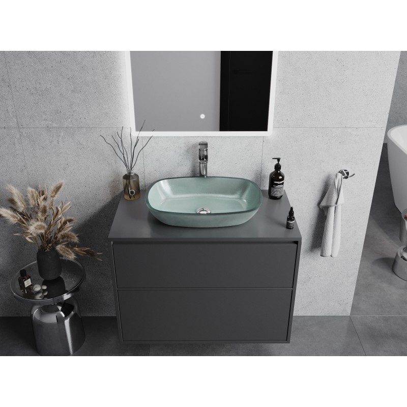 Mexen Araks glass countertop sink 54 x 39 cm, silver - 24155411