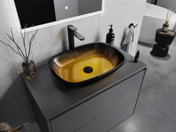 Mexen Araks glass countertop washbasin 54 x 39 cm, dark gold - 24155451