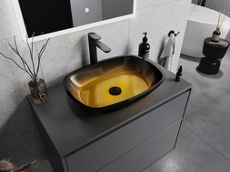 Mexen Araks glass worktop washbasin 54 x 39 cm, Dark gold- 24155451