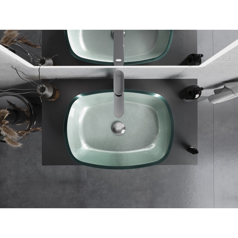Mexen Araks glass countertop sink 54 x 39 cm, silver - 24155411