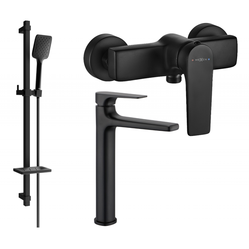 Mexen Lynx DQ62 shower set, Black - 745914DQ62-70