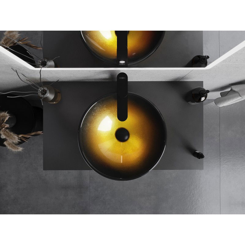 Mexen Mira glass countertop washbasin 42 x 42 cm, dark gold - 24124251