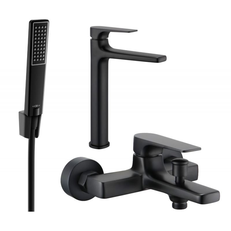 Mexen Lynx R72 bathtub set, Black - 745913R72-70