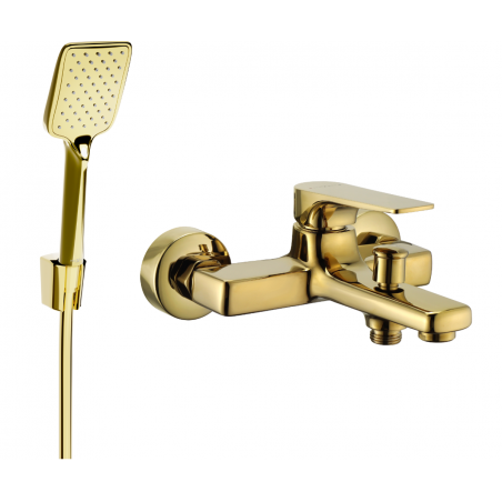 Mexen Lynx R62 bathtub faucet with shower set, gold - 74593R62-50