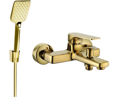 Mexen Lynx R62 bathtub faucet with shower set, gold - 74593R62-50