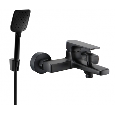 Mexen Lynx R62 bathtub mixer tap with shower head, Black - 74593R62-70