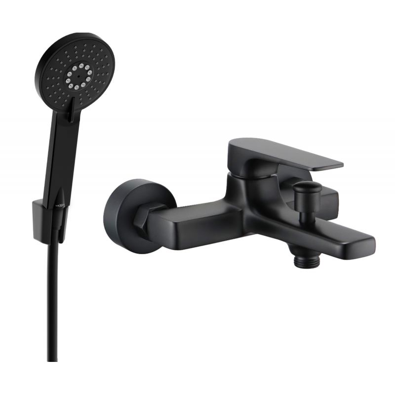 Mexen Lynx R40 bathtub mixer tap with shower head, Black - 74593R40-70